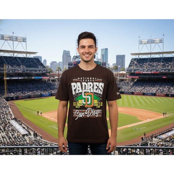 New Era Men’s Tee Shirt Padres San Diego Short Sleeve Brown Size 3XL - Picture 1 of 10
